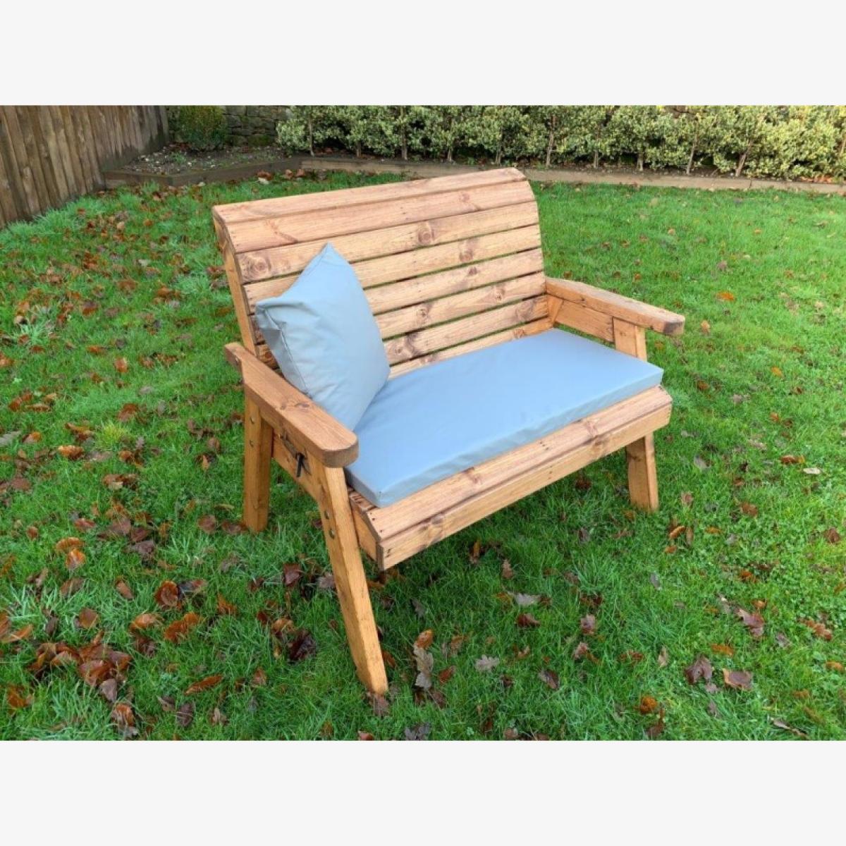 Charles Taylor Traditional 2 Seater Bench with Cushion and Cover - Grey – image 1