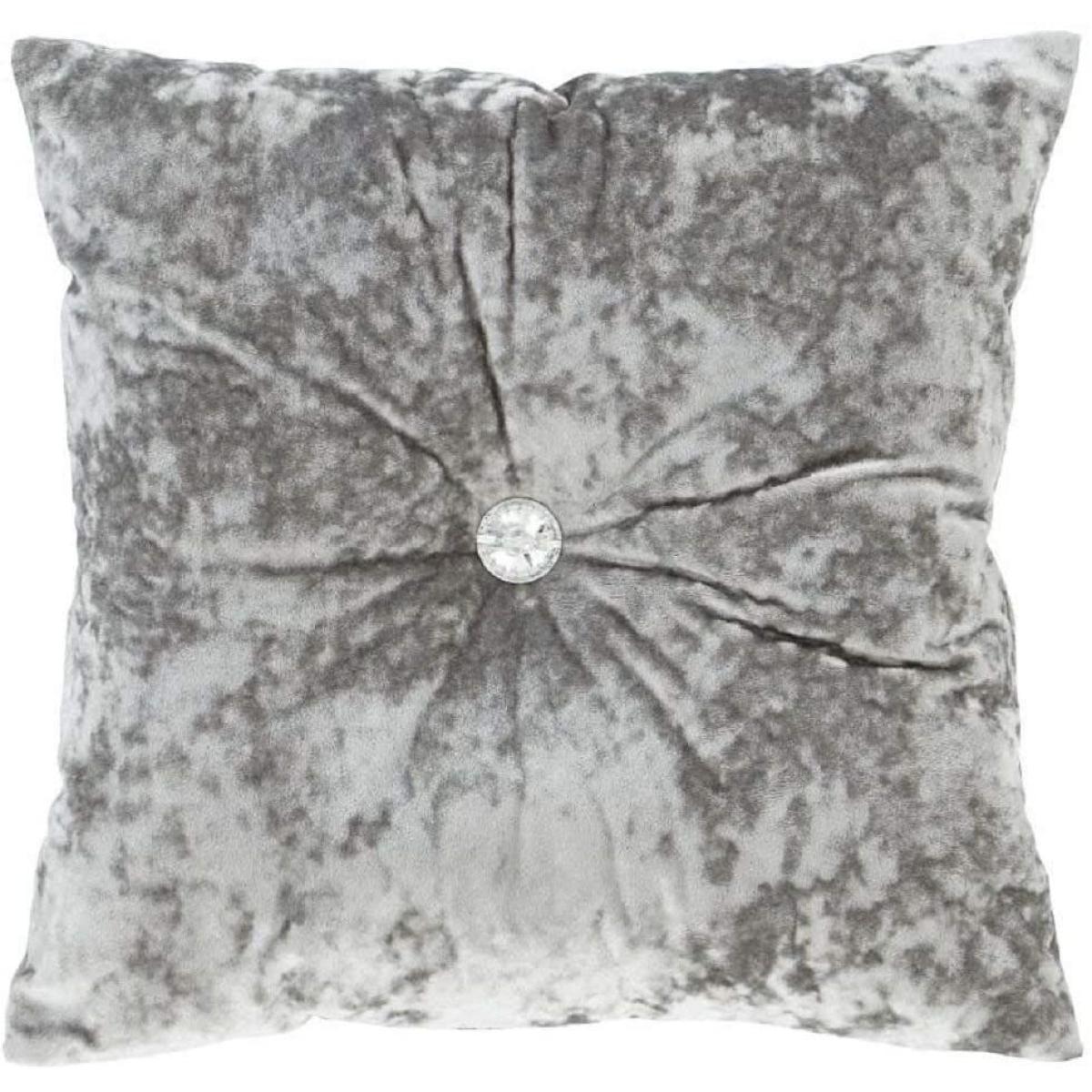 Catherine Lansfield Crushed Velvet Silver Cushion – image 2