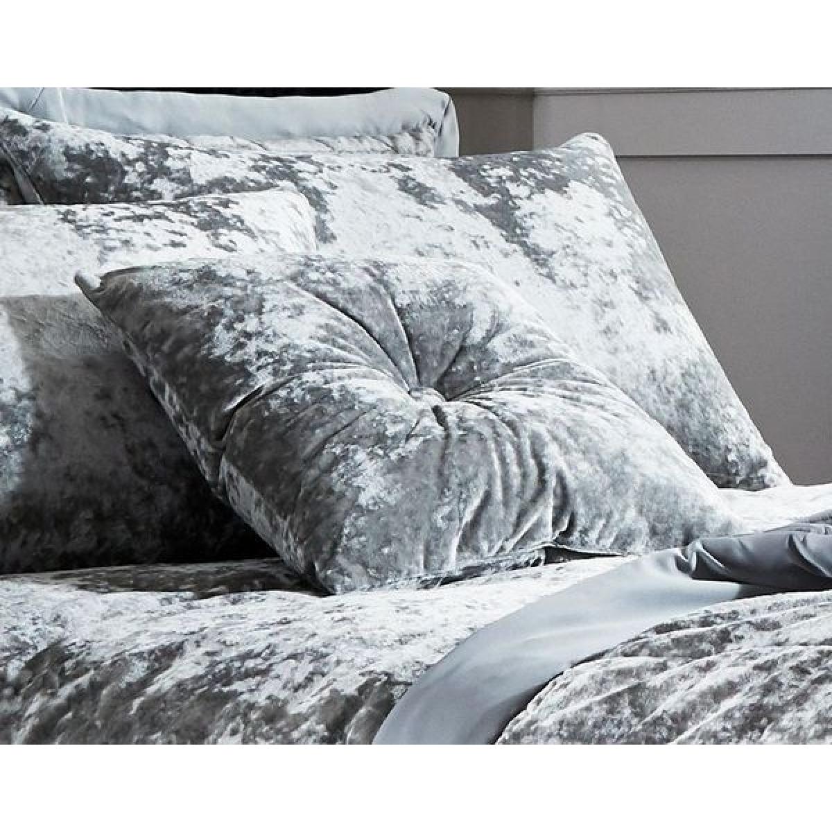Catherine Lansfield Crushed Velvet Silver Cushion – image 3