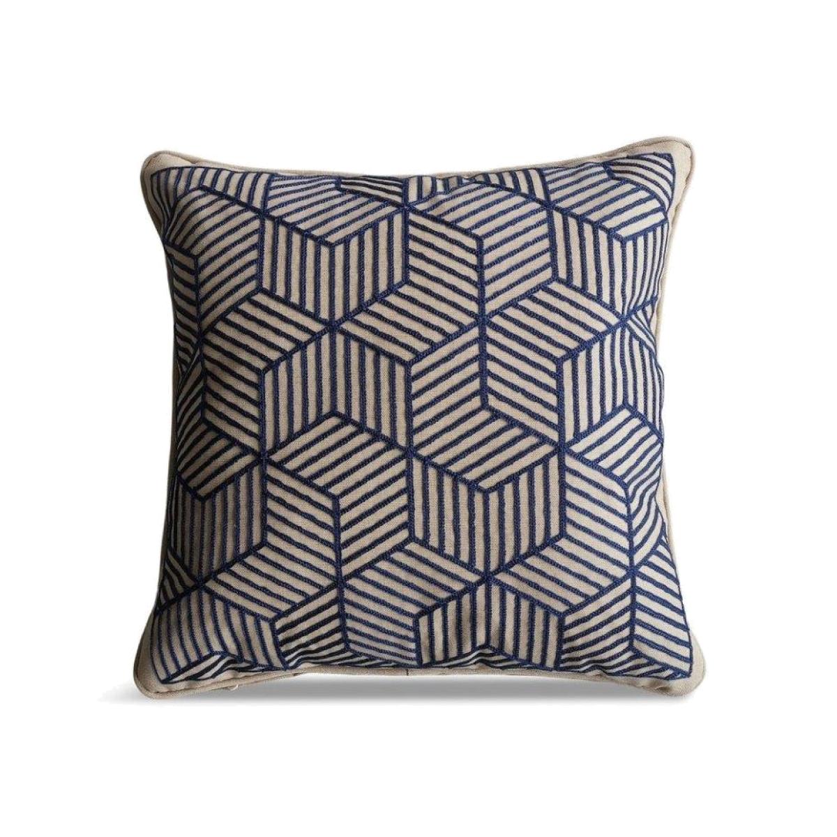 LG Outdoor Blue Striped Cubes 50cm Scatter Cushion – image 1