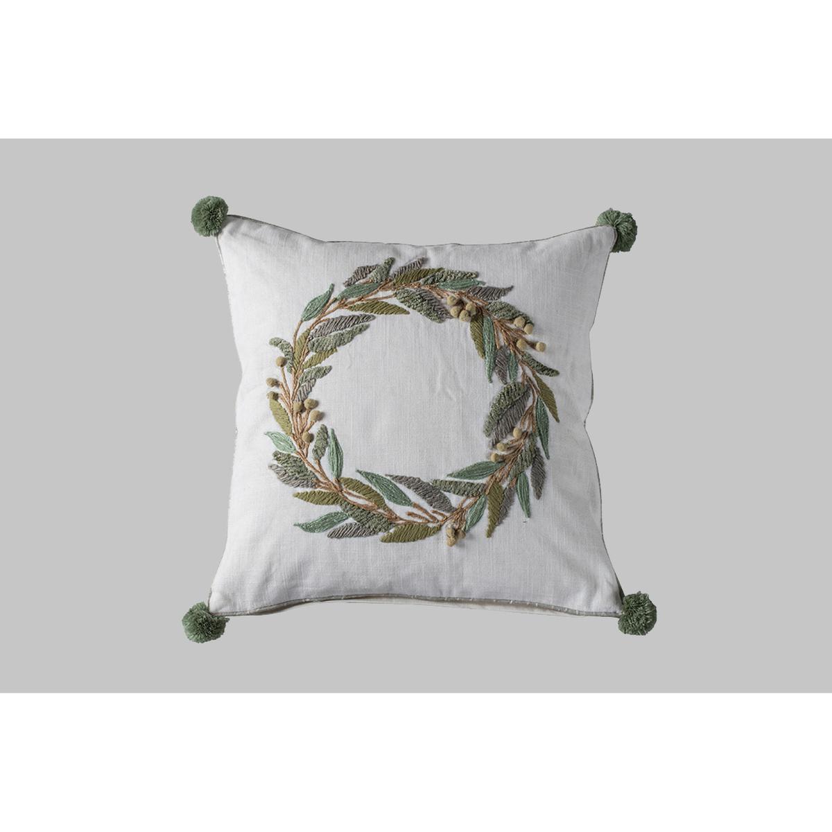 Pom Pom Wreath Cream Cushion – image 1