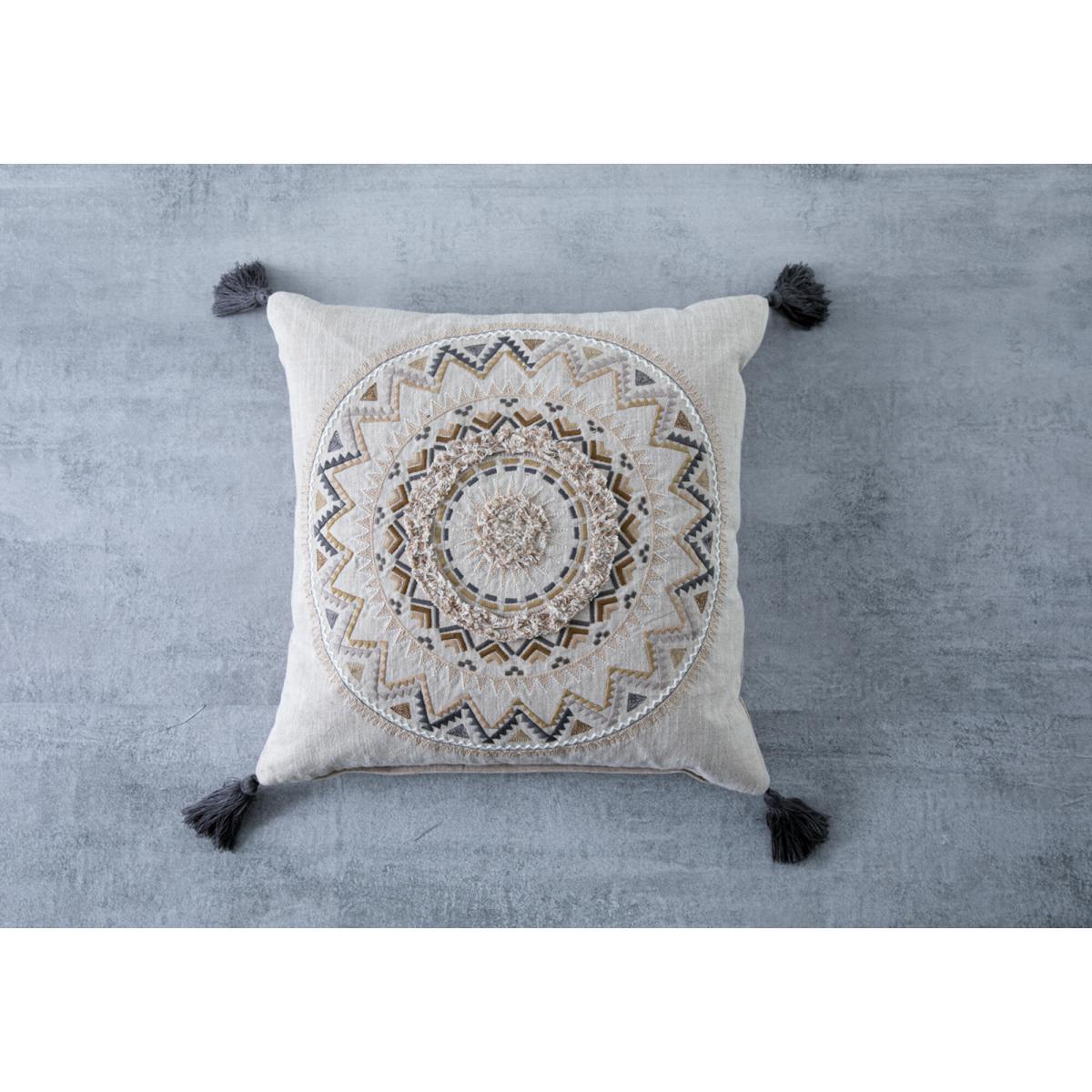 Hector Embroidered and Tasselled Cushion – image 1