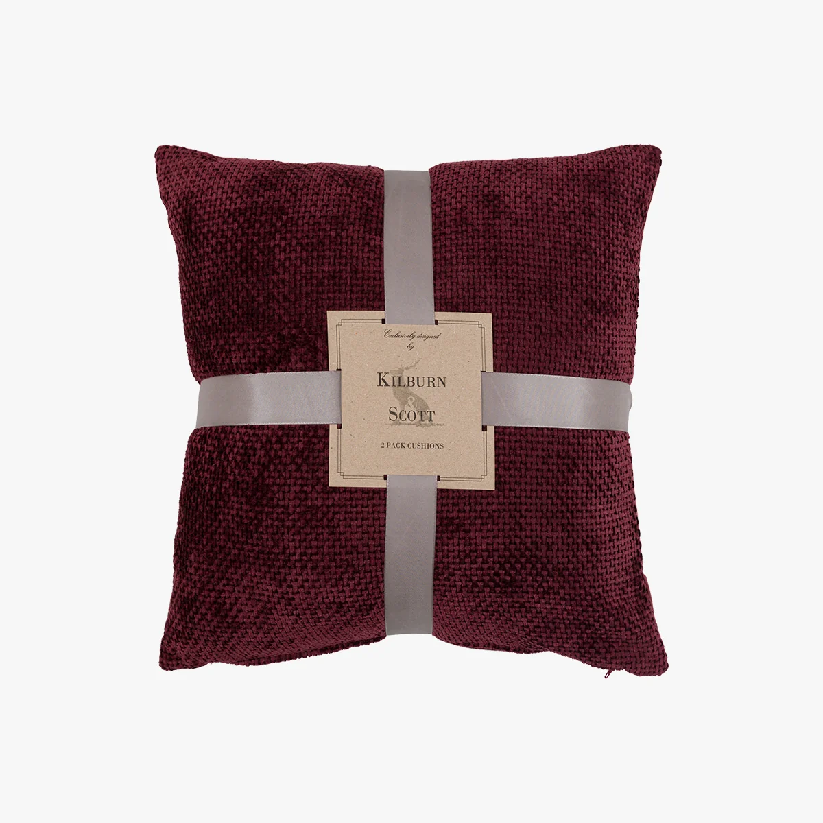 Velora Chenille Cushion in Merlot, Set of 2 – image 2