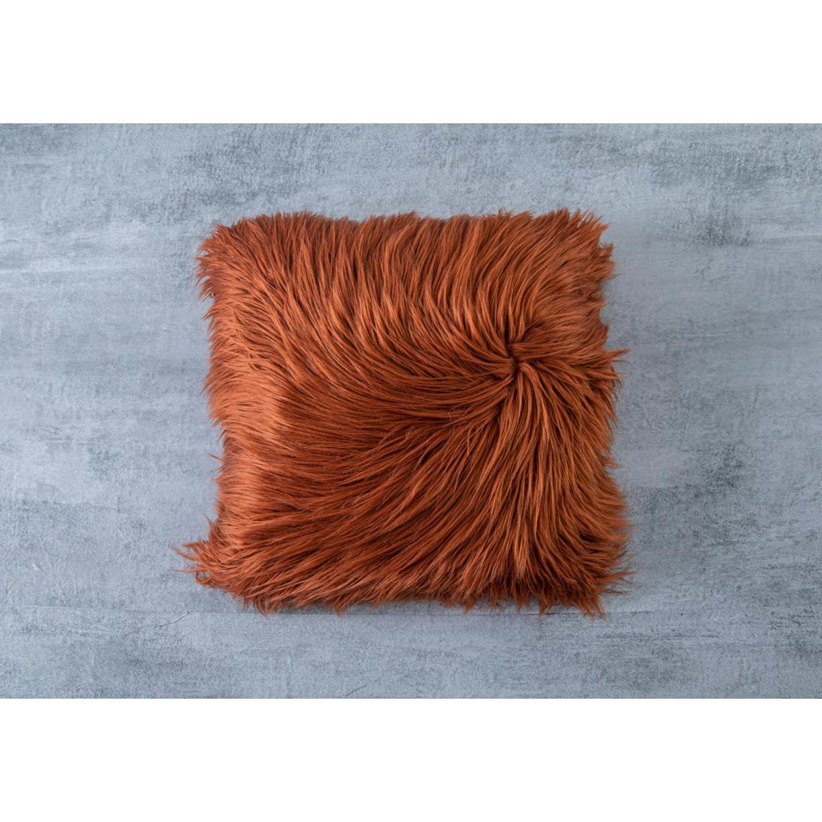 Sullivan Faux Fur Cushion in Rust – image 1