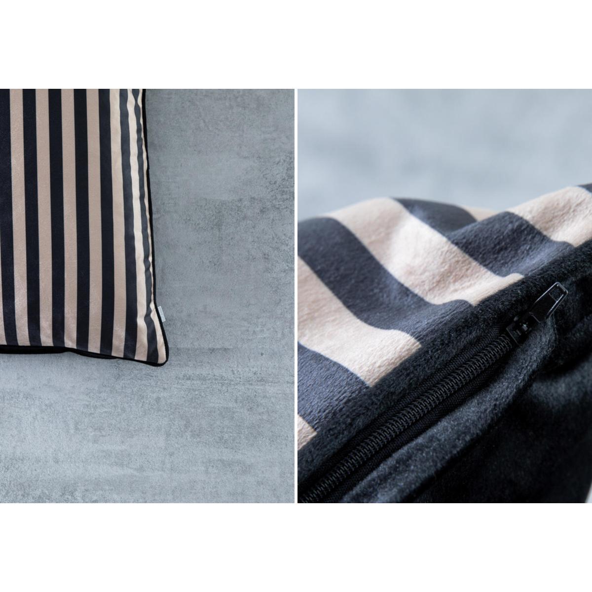 Brock Black and Champagne Striped Cushion – image 3