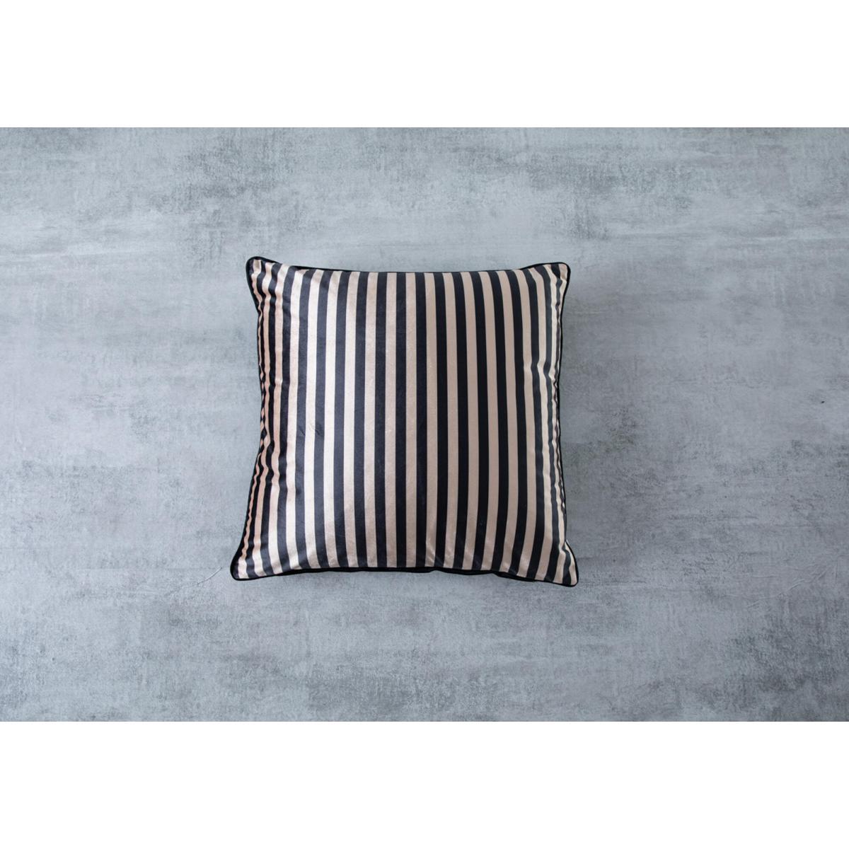 Brock Black and Champagne Striped Cushion – image 1