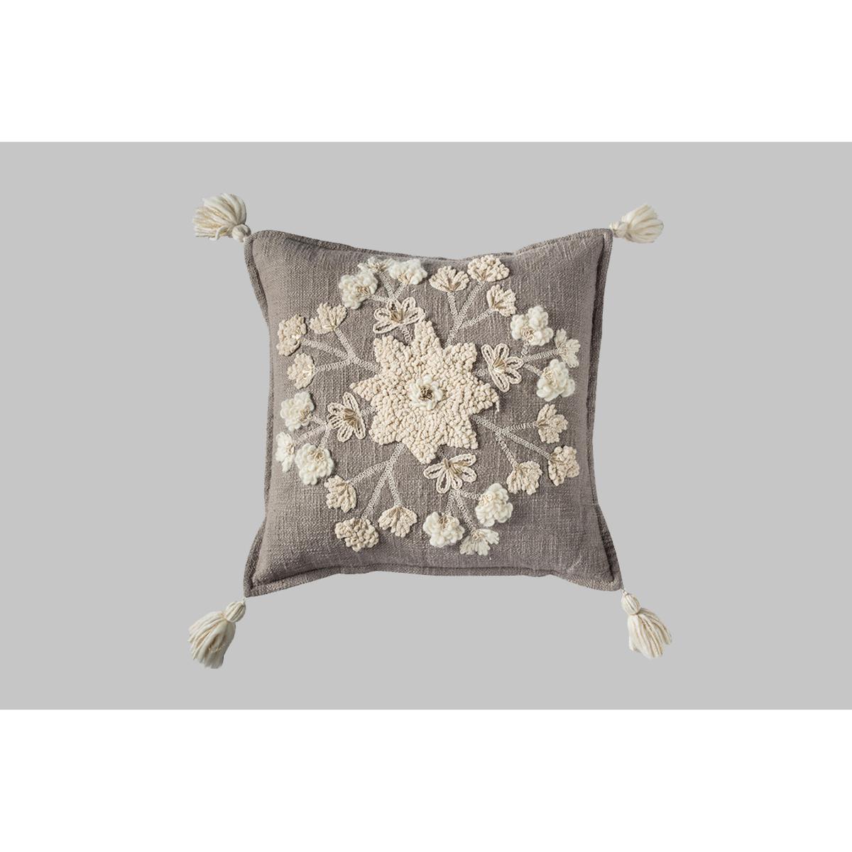 Embroidered Snowflake Natural Cushion – image 1