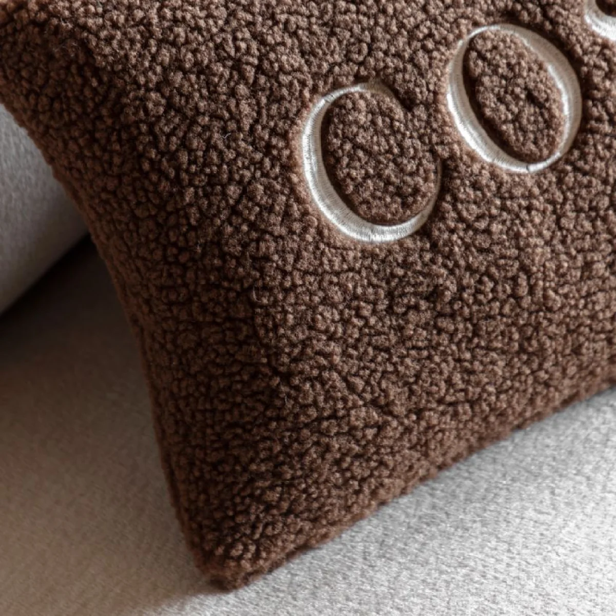 Autumnal Embroidered Cosy Cushion in Chocolate – image 6