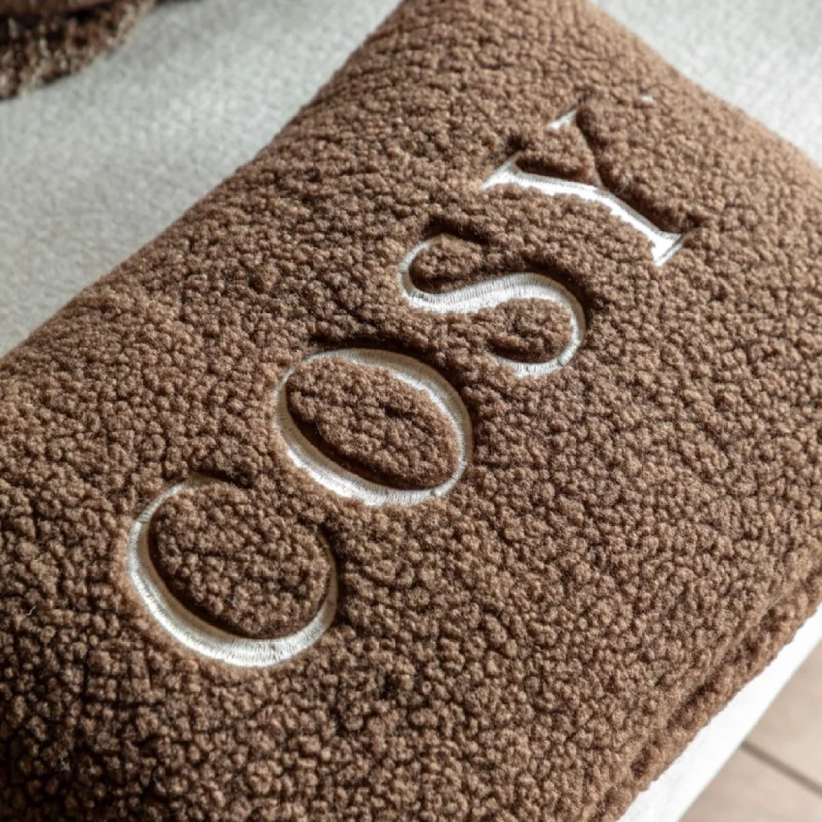 Autumnal Embroidered Cosy Cushion in Chocolate – image 7