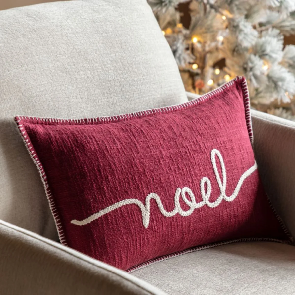 Timeless Tidings Embroidered Noel Cushion – image 2