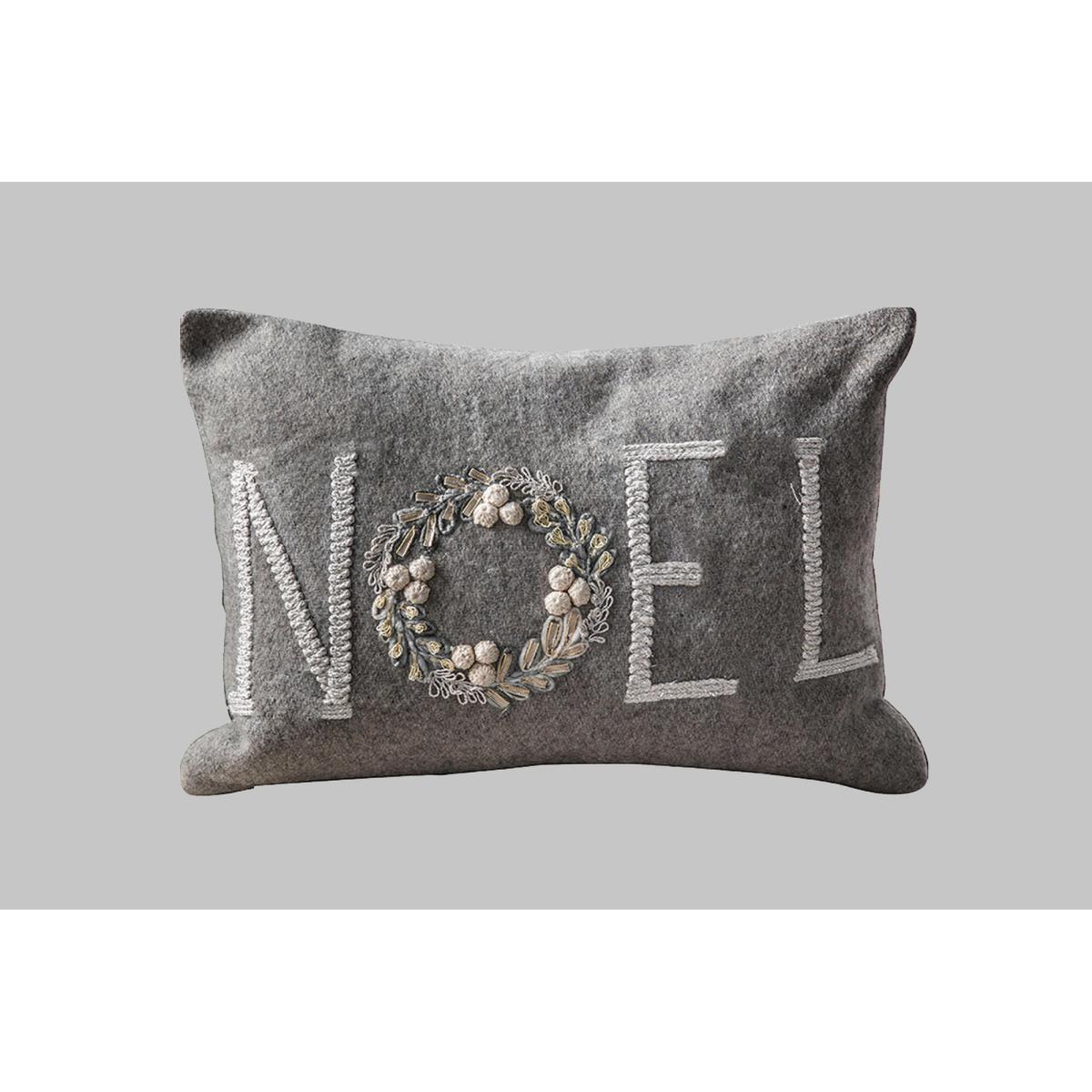 Embroidered Noel Natural Cushion – image 1