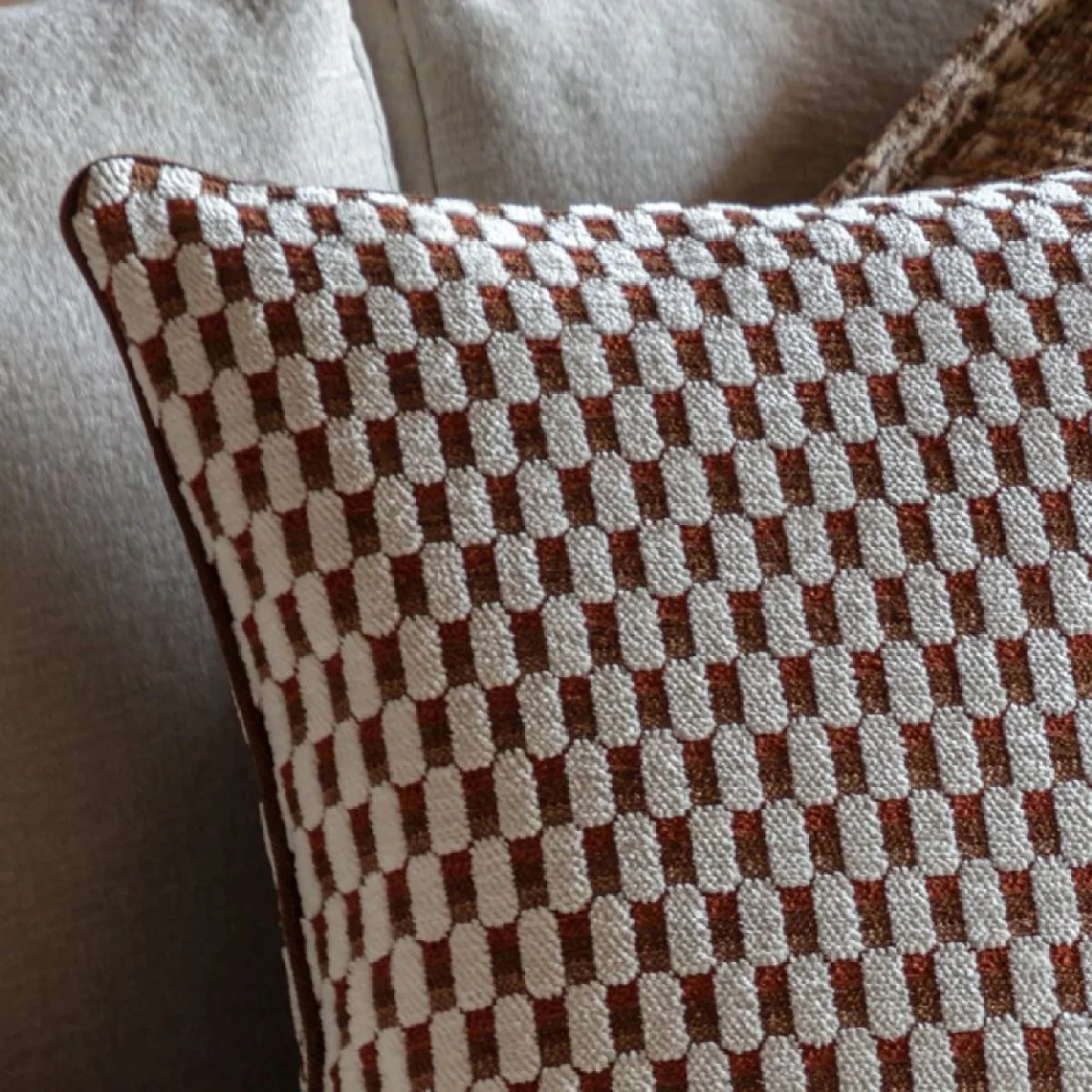 Orielle Jacquard Cushion in Rust – image 5