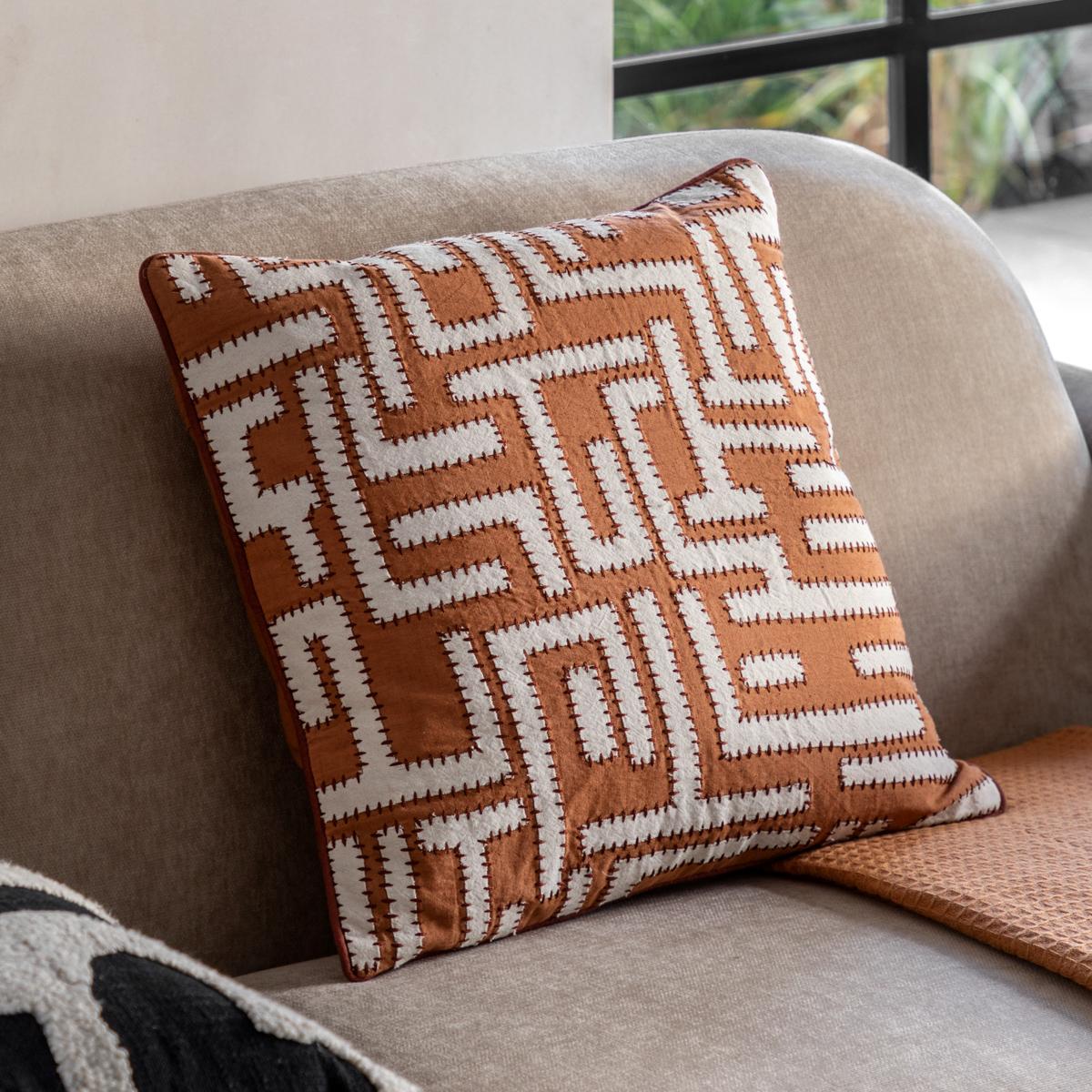 Maze Cushion in Apricot and Cream – image 2