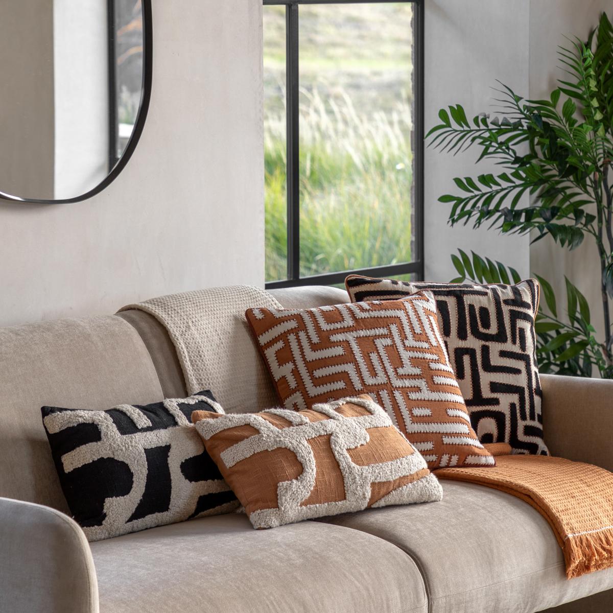 Maze Cushion in Apricot and Cream – image 3