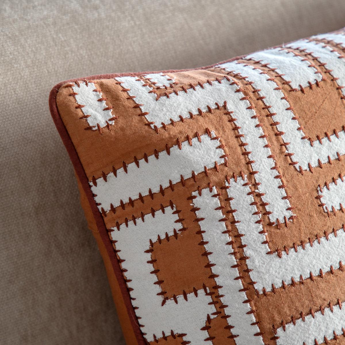 Maze Cushion in Apricot and Cream – image 4