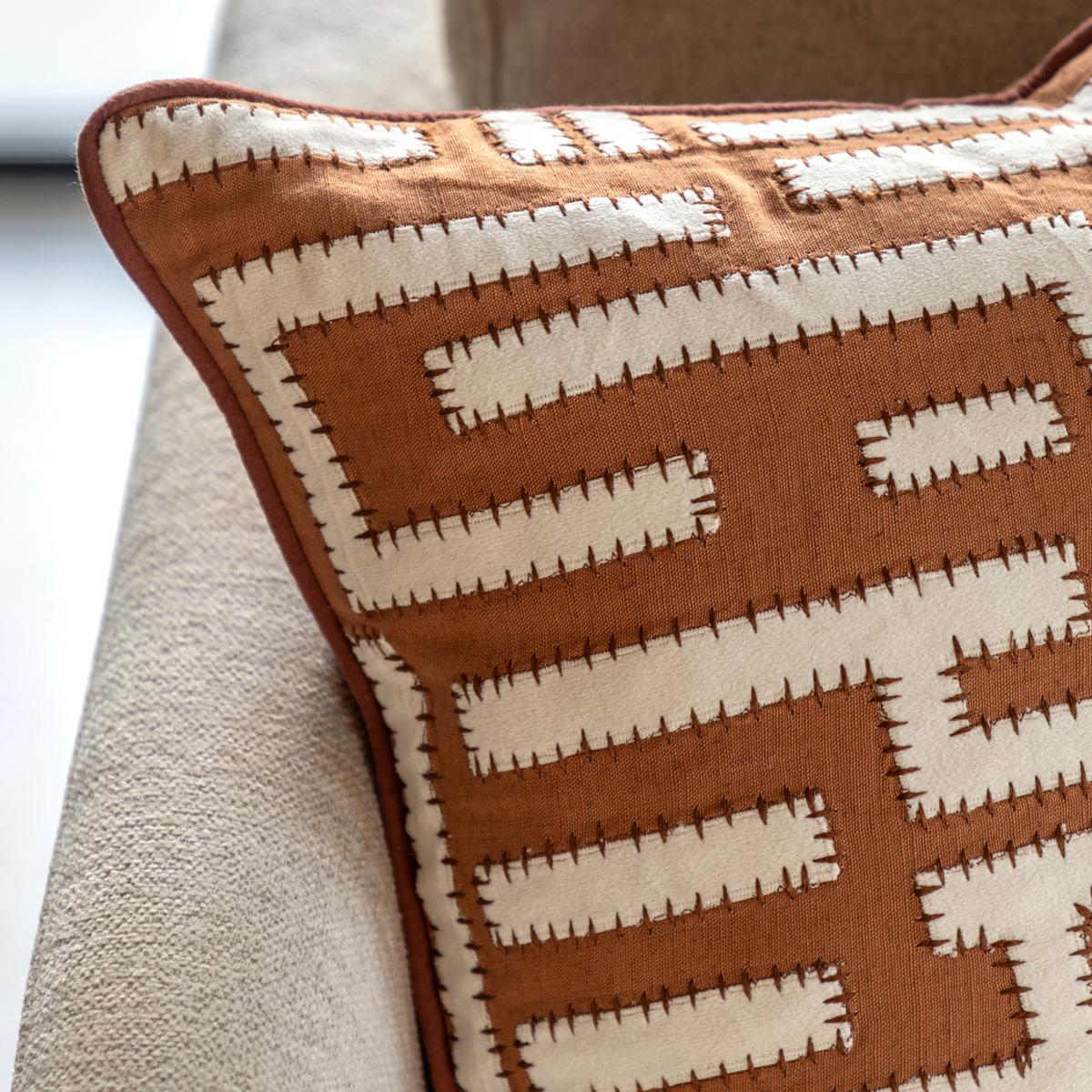 Maze Cushion in Apricot and Cream – image 5