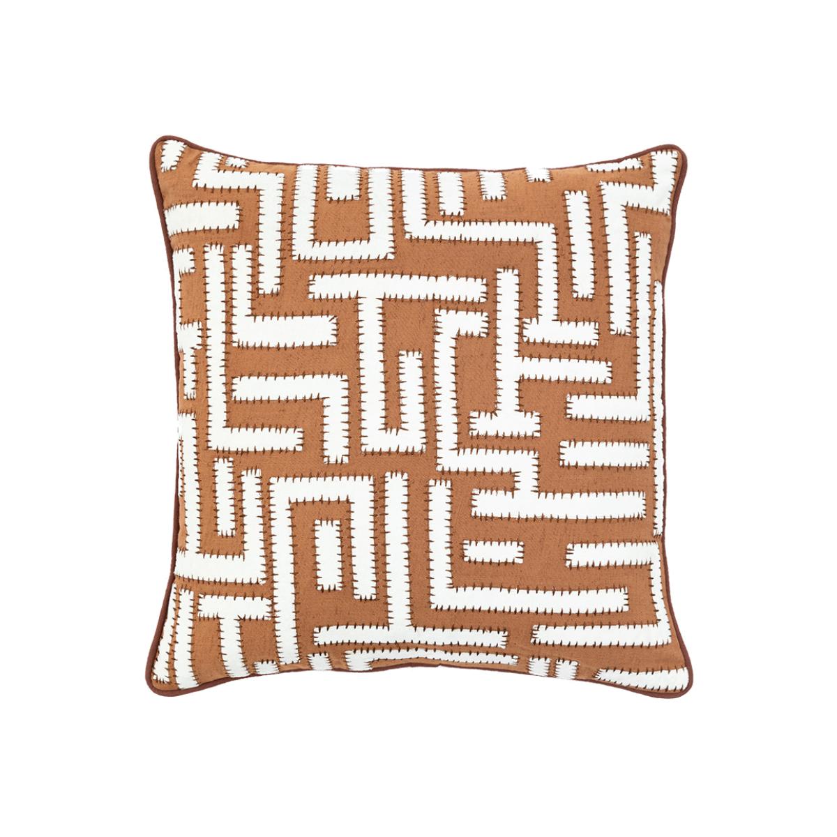 Maze Cushion in Apricot and Cream – image 1