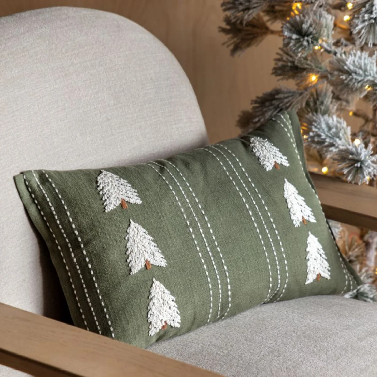 Nordic Woodland Tree Motif Cushion – image 2
