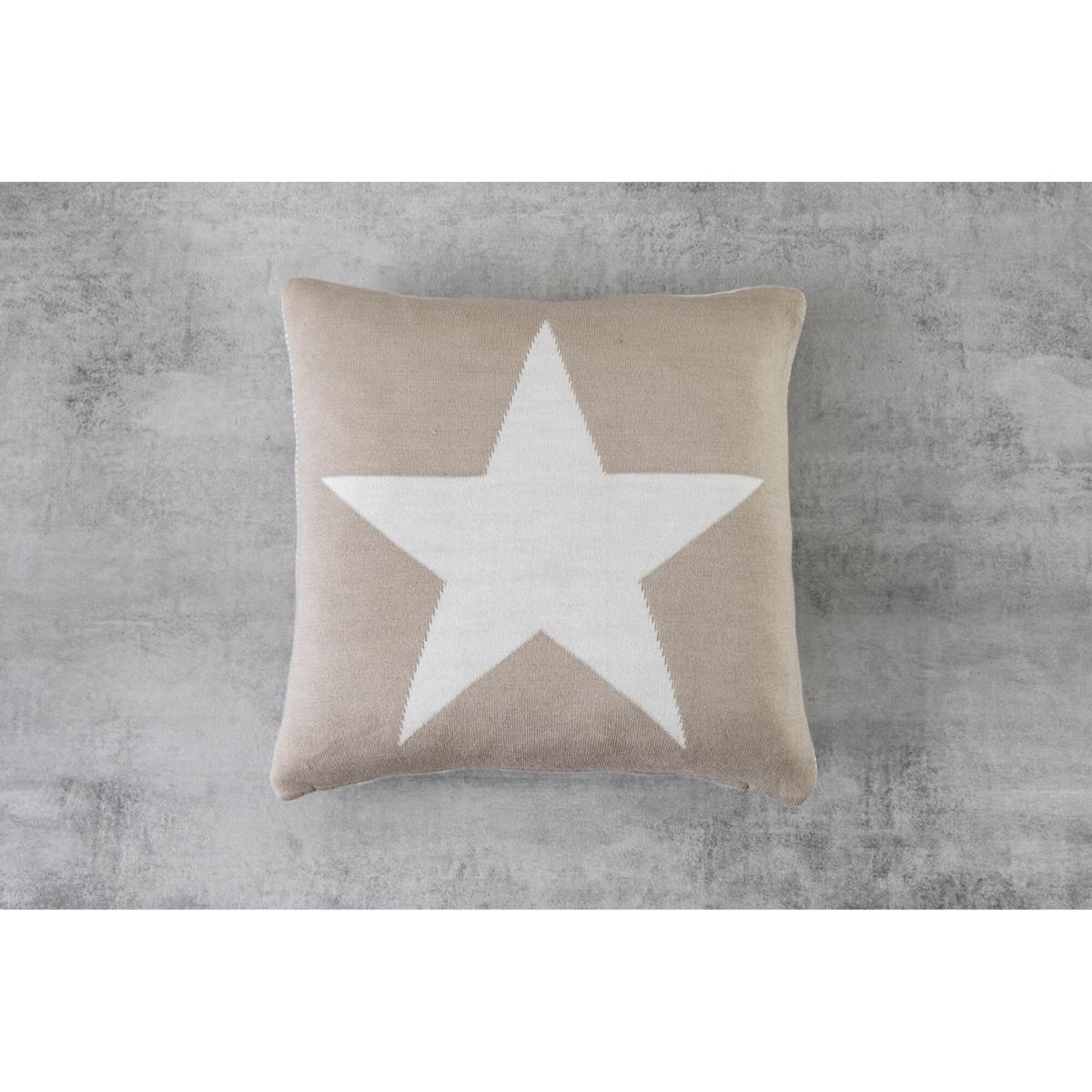 Baxter Knitted Star Cushion in Taupe – image 1