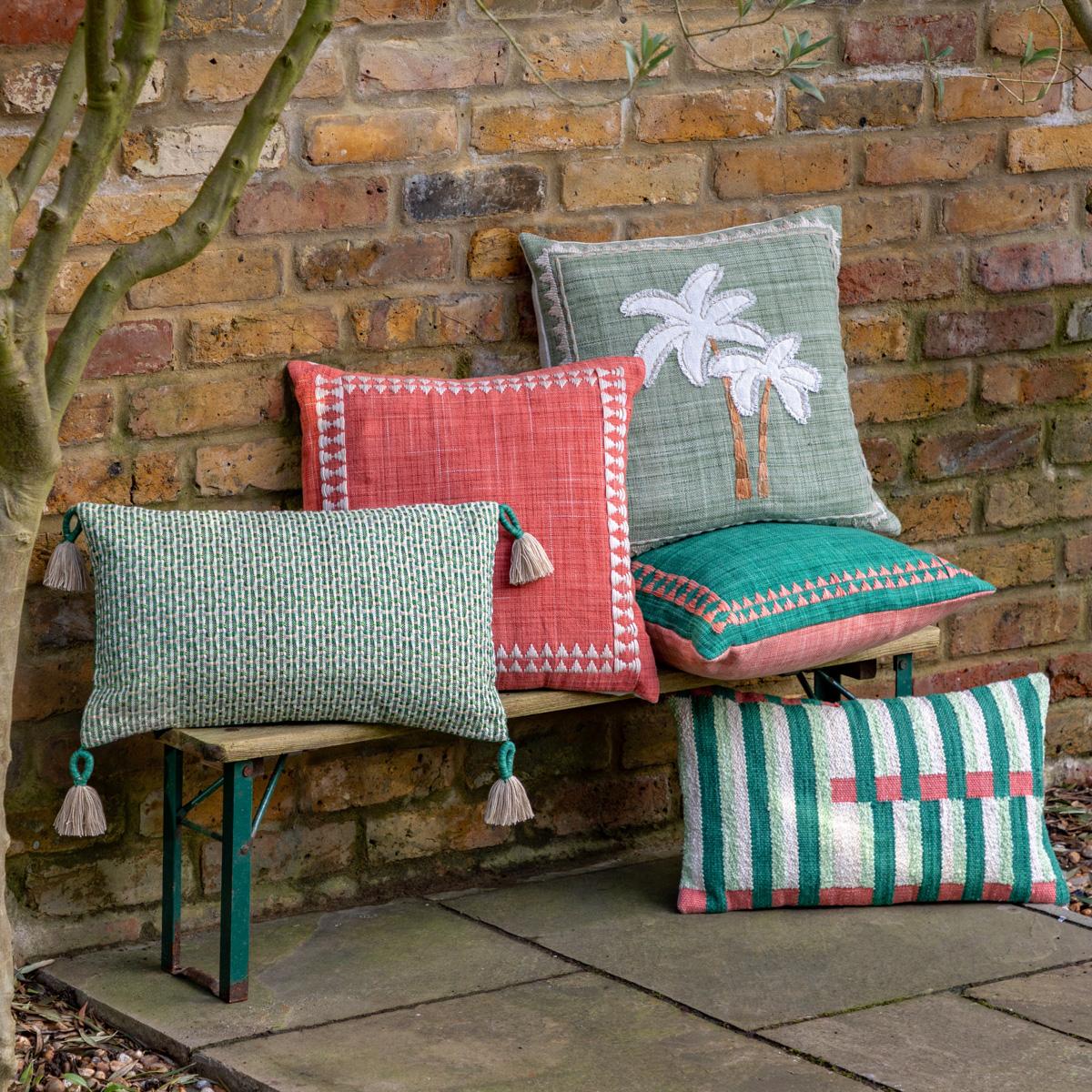 Naya Embroidered Border Cushion in Apricot – image 3