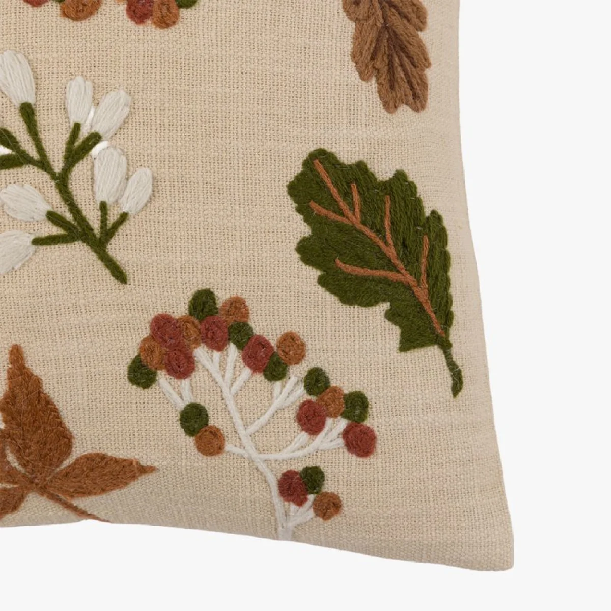 Autumnal Embroidered Leaves Cushion – image 4