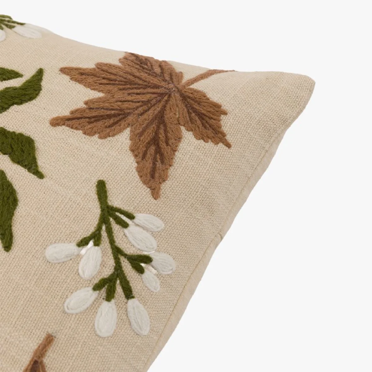 Autumnal Embroidered Leaves Cushion – image 5
