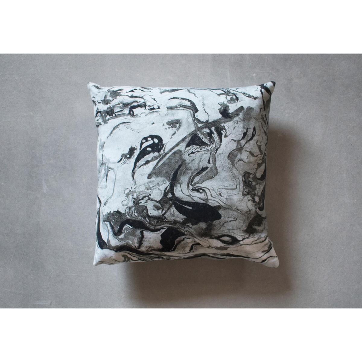 Carrara Marbled Cushion in Ink – image 1