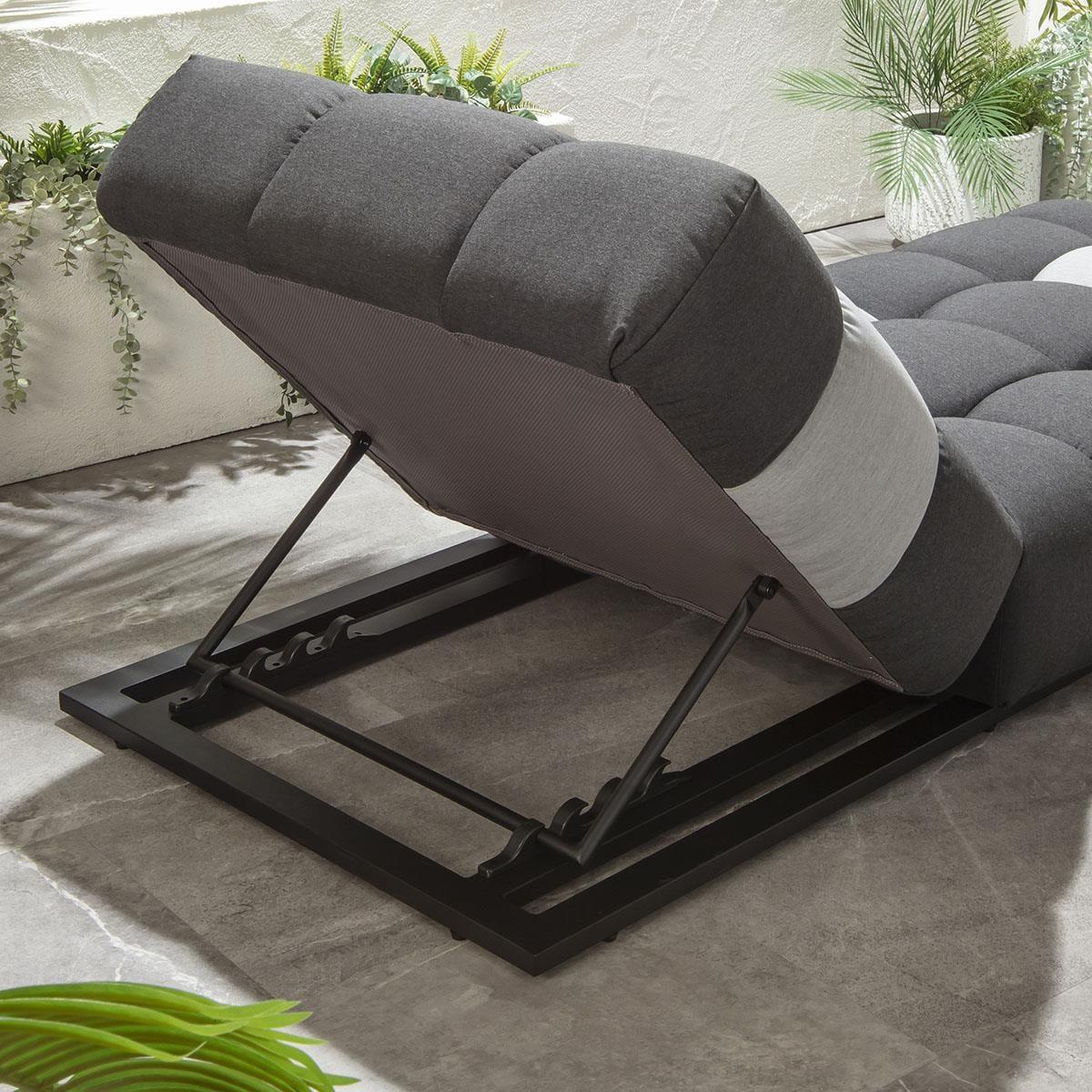 Set of 2 Garden Cushioned Sun Loungers Grey Sunbrella Outdoor Fabric – image 5