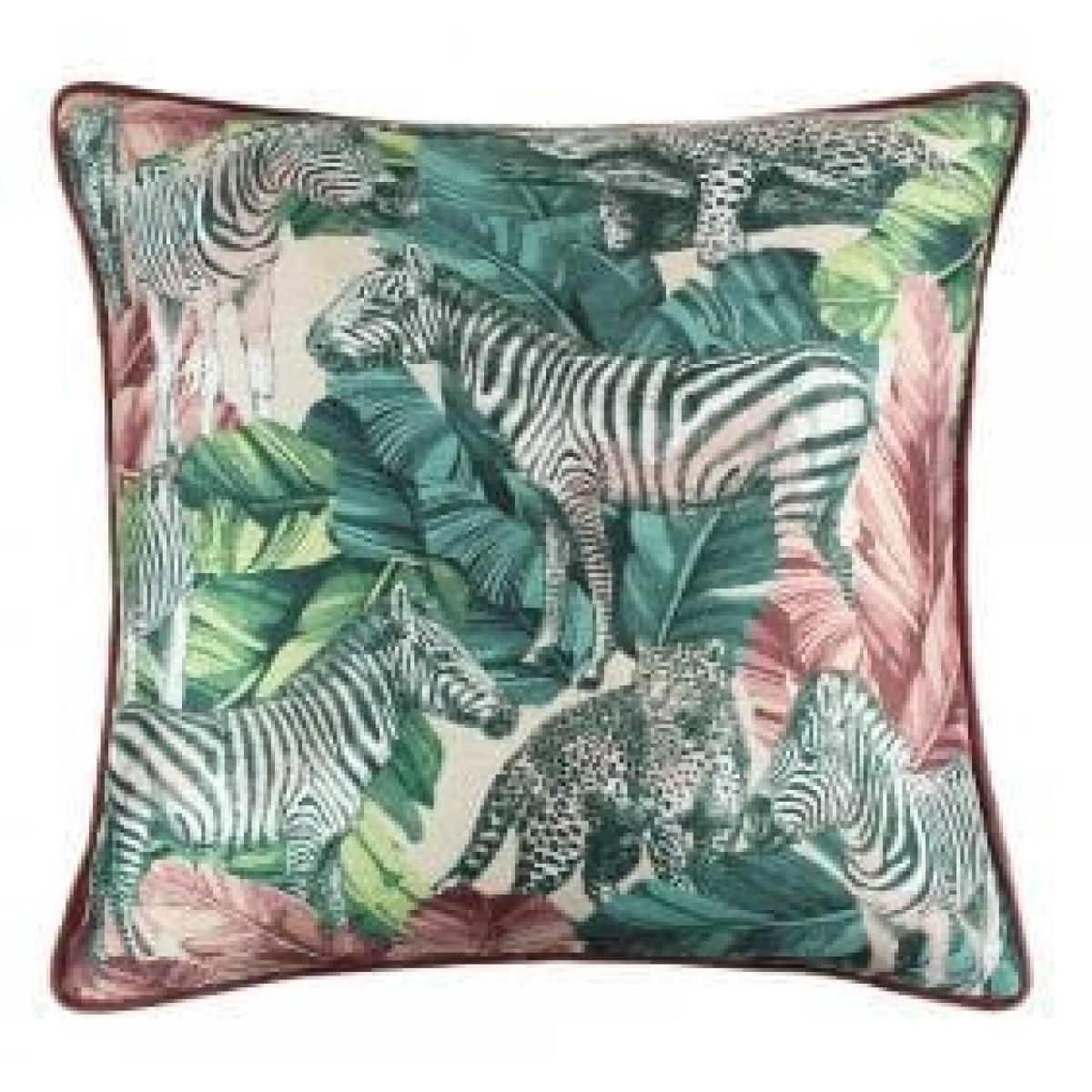 Velvet African Wildlife Animals Scatter Cushion 45cm Square Blush Teal – image 3