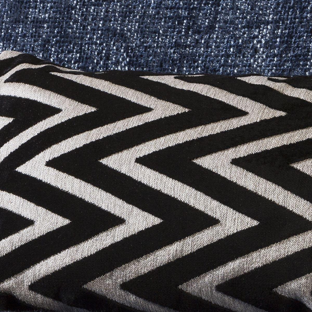 Contemporary Velvet Zaggi Bolster Cushion Pillow 350 x 500mm Black – image 2