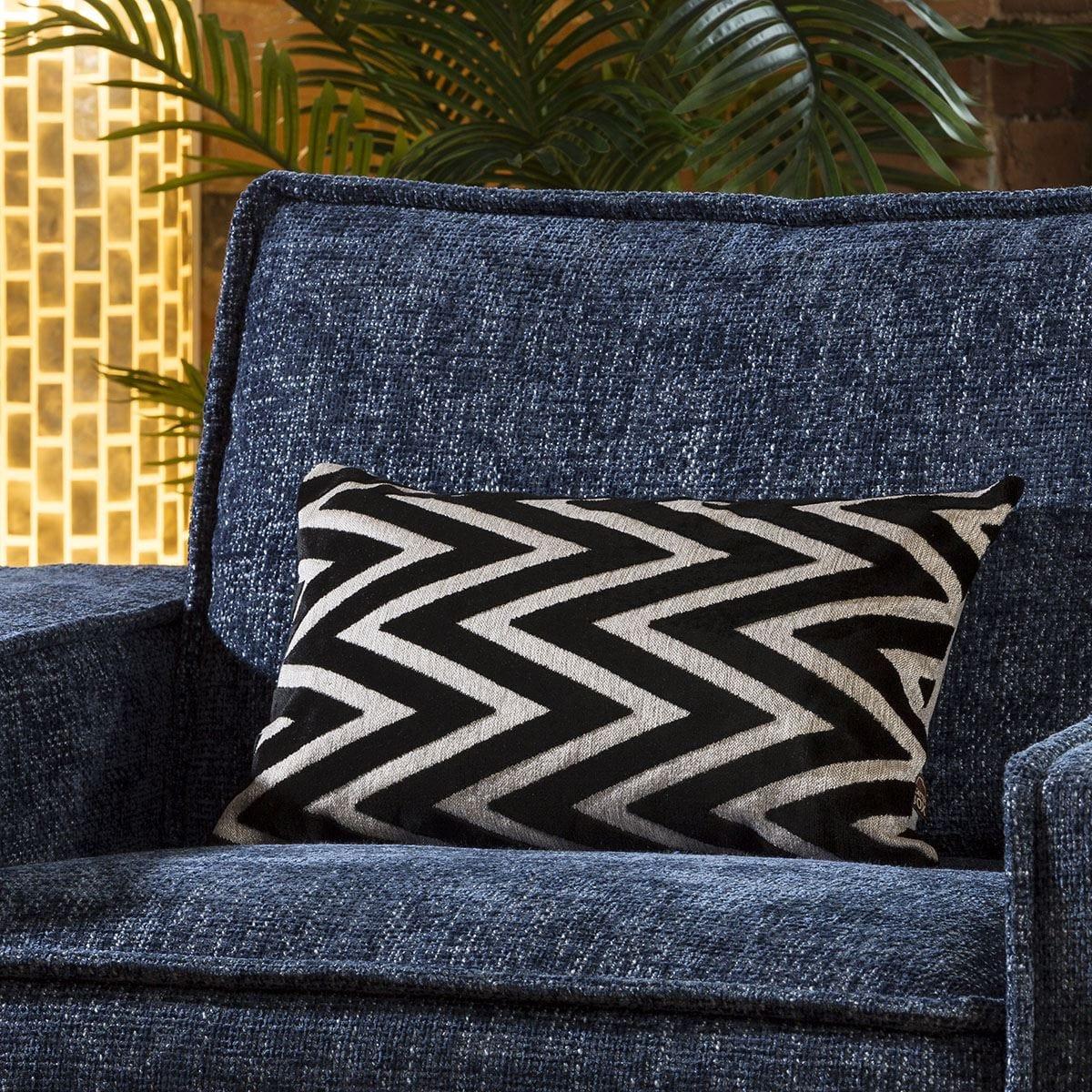 Contemporary Velvet Zaggi Bolster Cushion Pillow 350 x 500mm Black – image 1