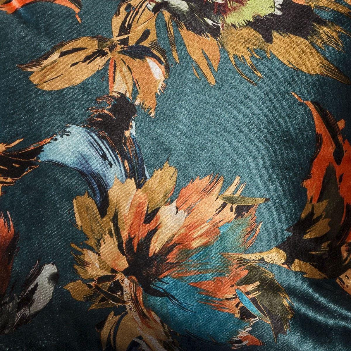 Satin Paradise Floral Scatter Cushion Pillow 430 x 430mm Square Teal – image 2