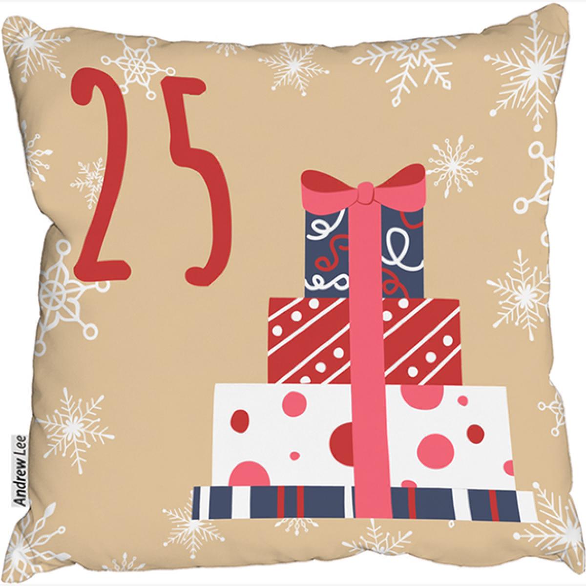 Advent Calendar 25 Days Of Christmas Stylish Cushion - Brown / 60cm