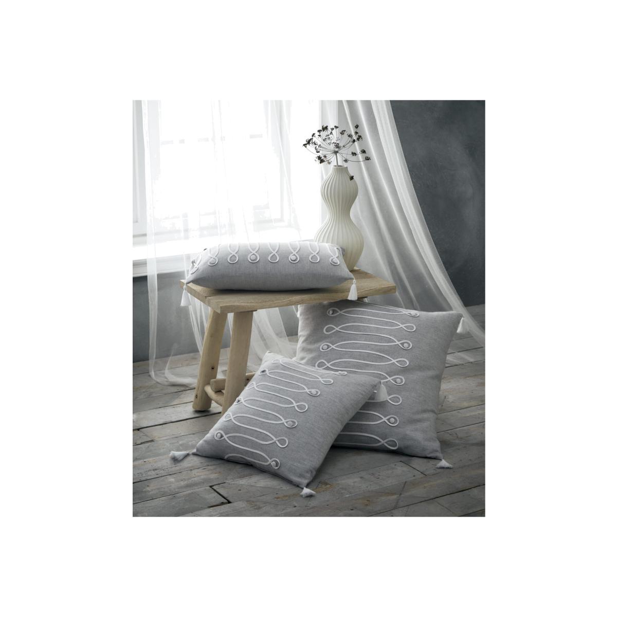Portfolio Home Palazzo Filled Tassel Boudoir Cushion - Grey / 43cm – image 1