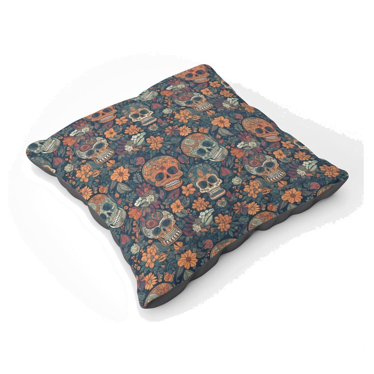 Dia De Los Muertos Skulls Floor Cushion - Orange