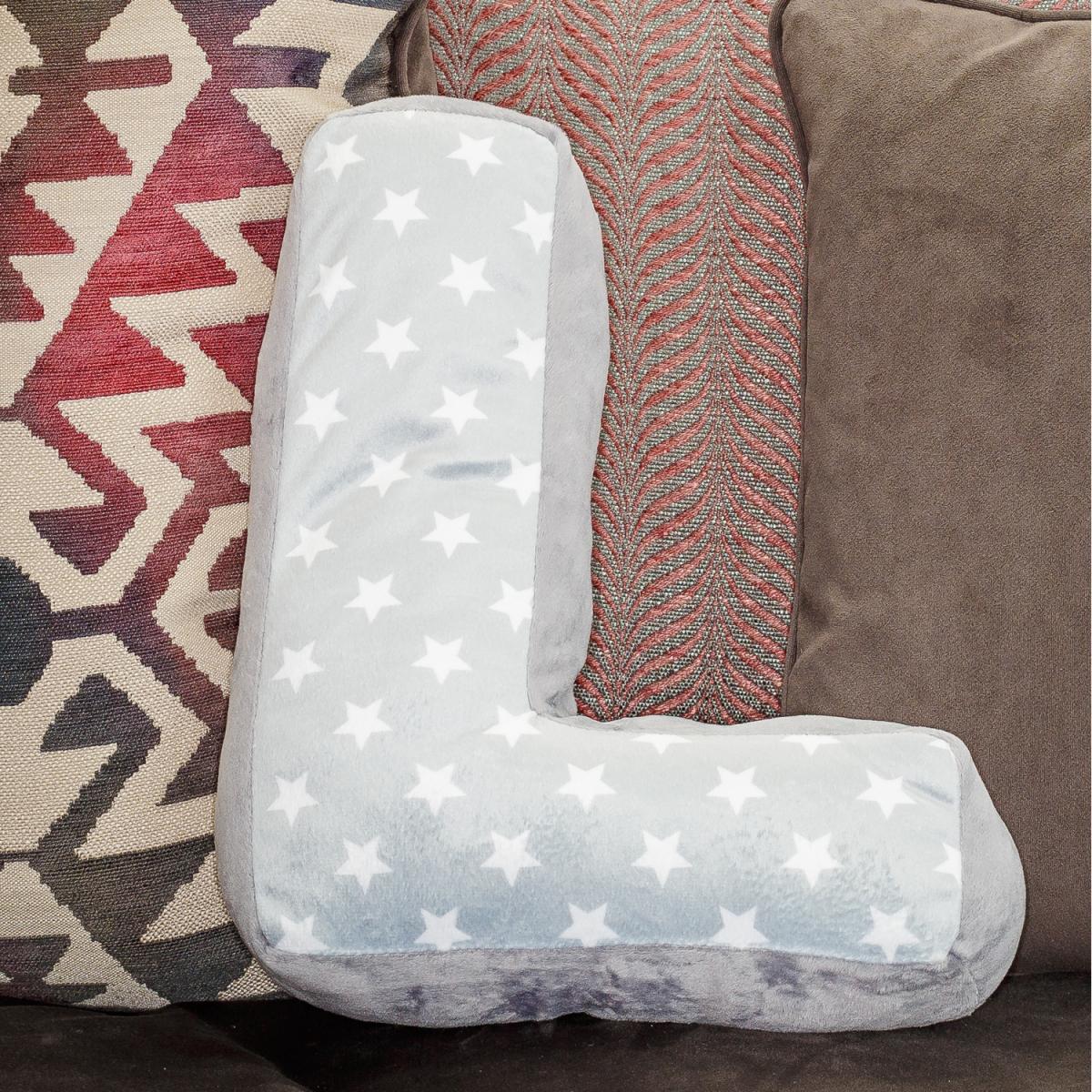 Letter Cushion L - Grey/White – image 3