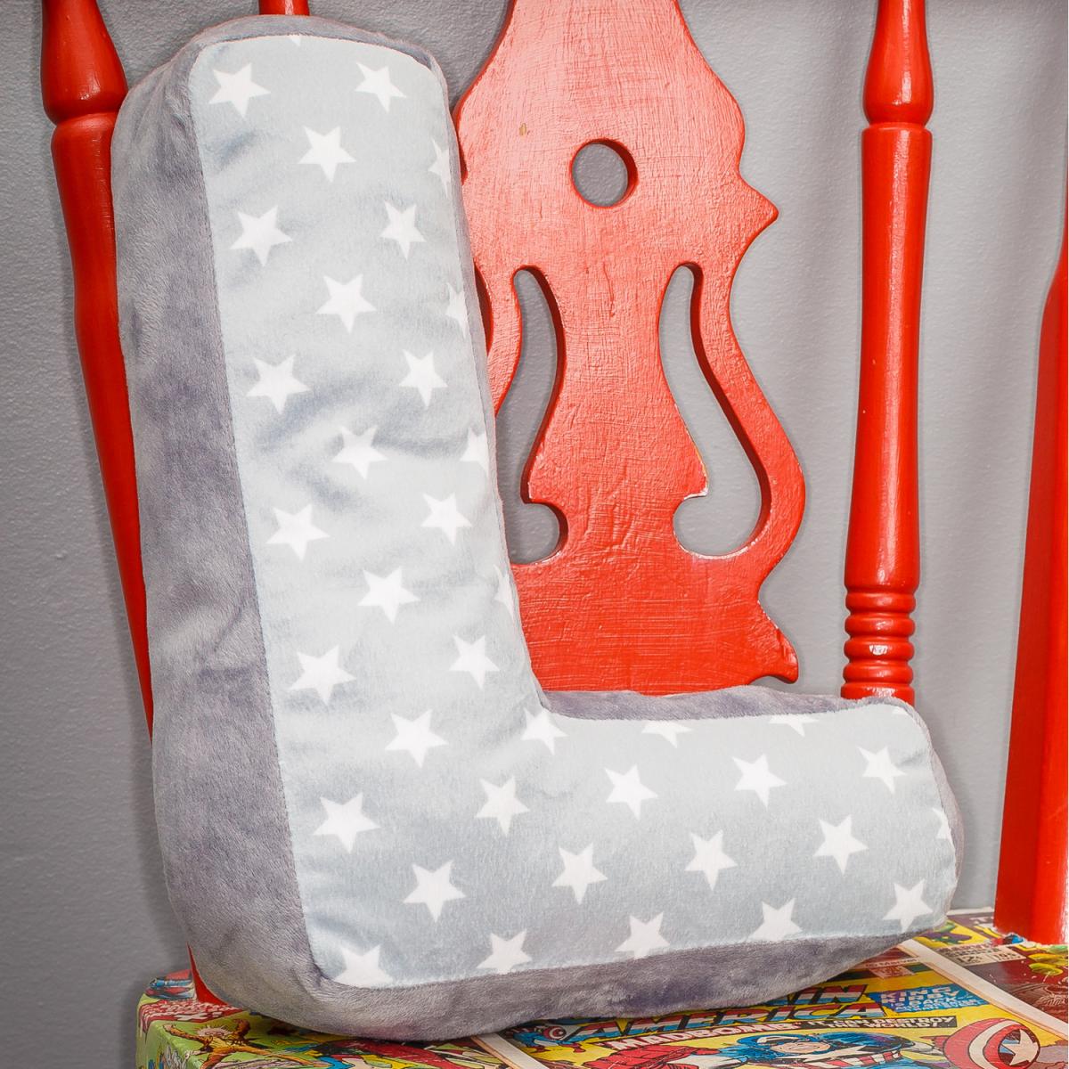 Letter Cushion L - Grey/White – image 1