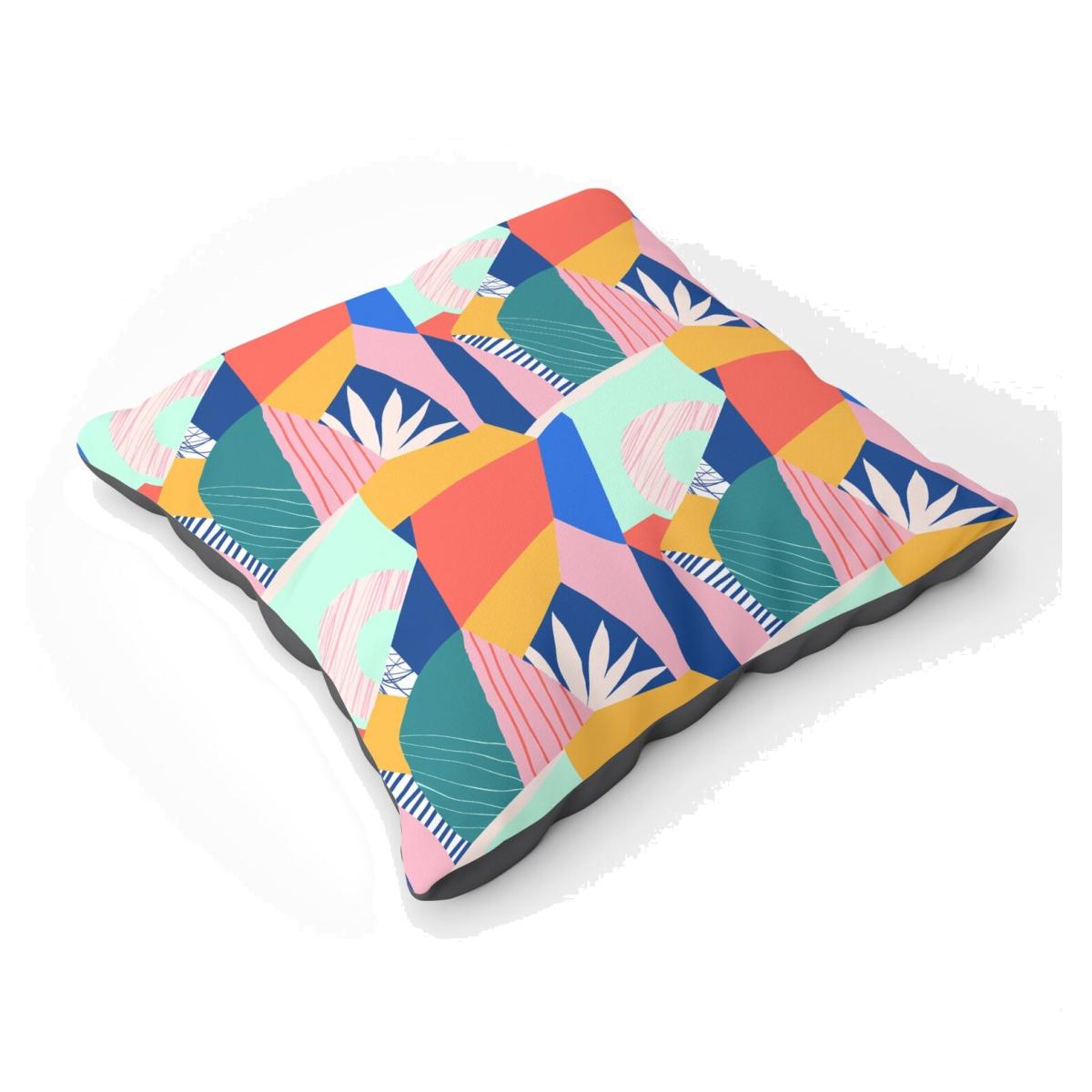 Modern Floral Pattern Floor Cushion - Pink