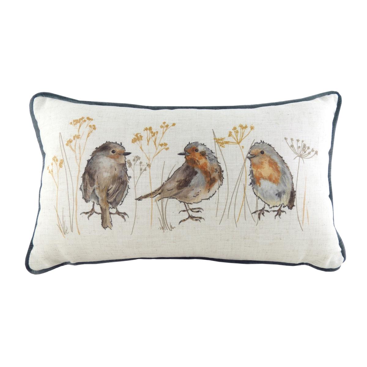 Oakwood Robin Robins Rectangular Cushion - Multicolour / Feather