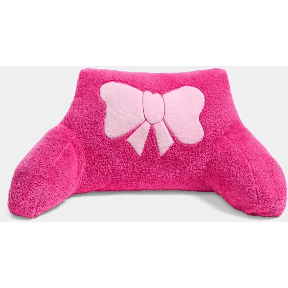 OHS Bow Embroidered Teddy Cuddle Cushion - Hot Pink – image 3