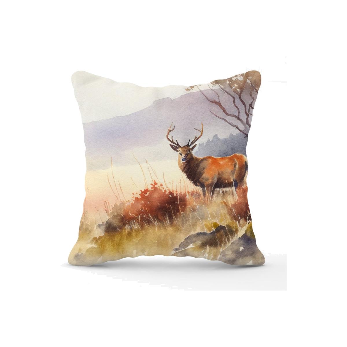 Stag Deer Water Colour Cushion - Yellow – image 1
