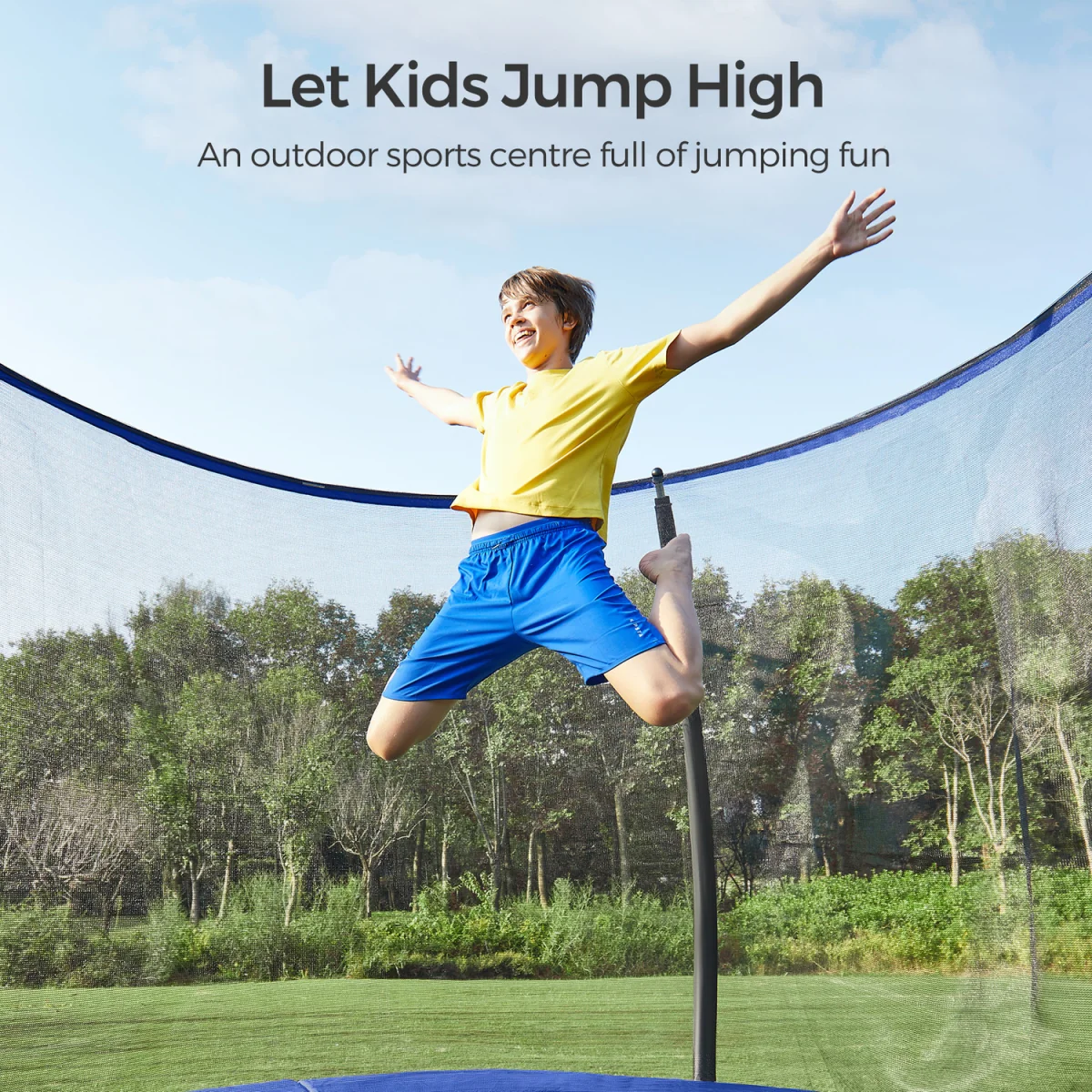 trampoline for Children, Safety Net, Safety Cushions, Ladder -  Black, Dark Green – image 3