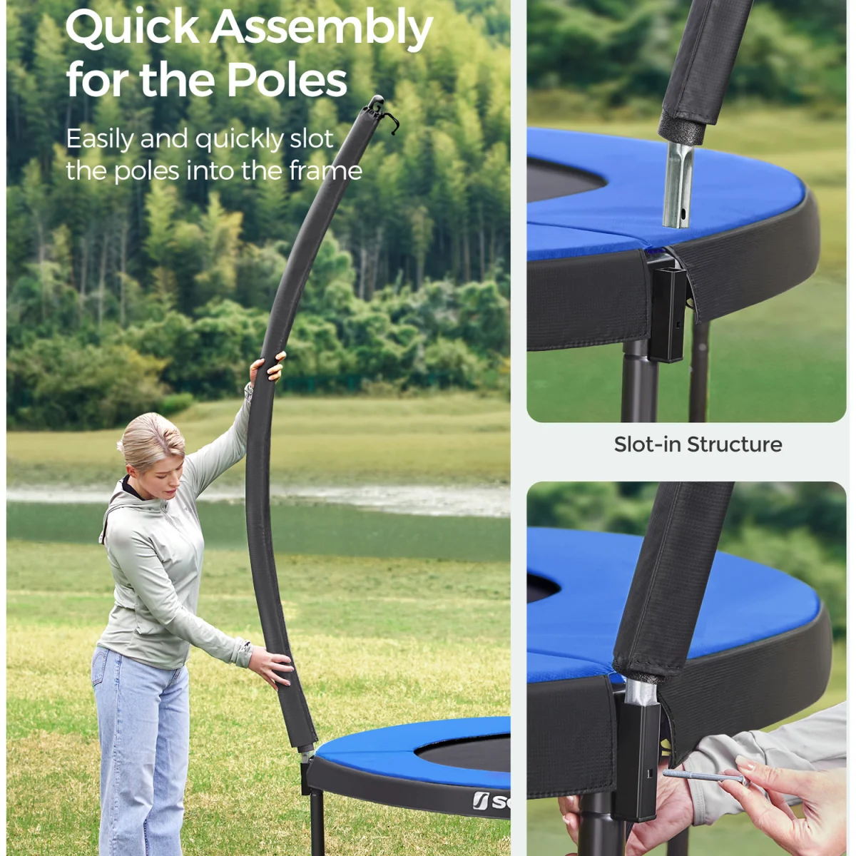 trampoline for Children, Safety Net, Safety Cushions, Ladder -  Black, Dark Green – image 4