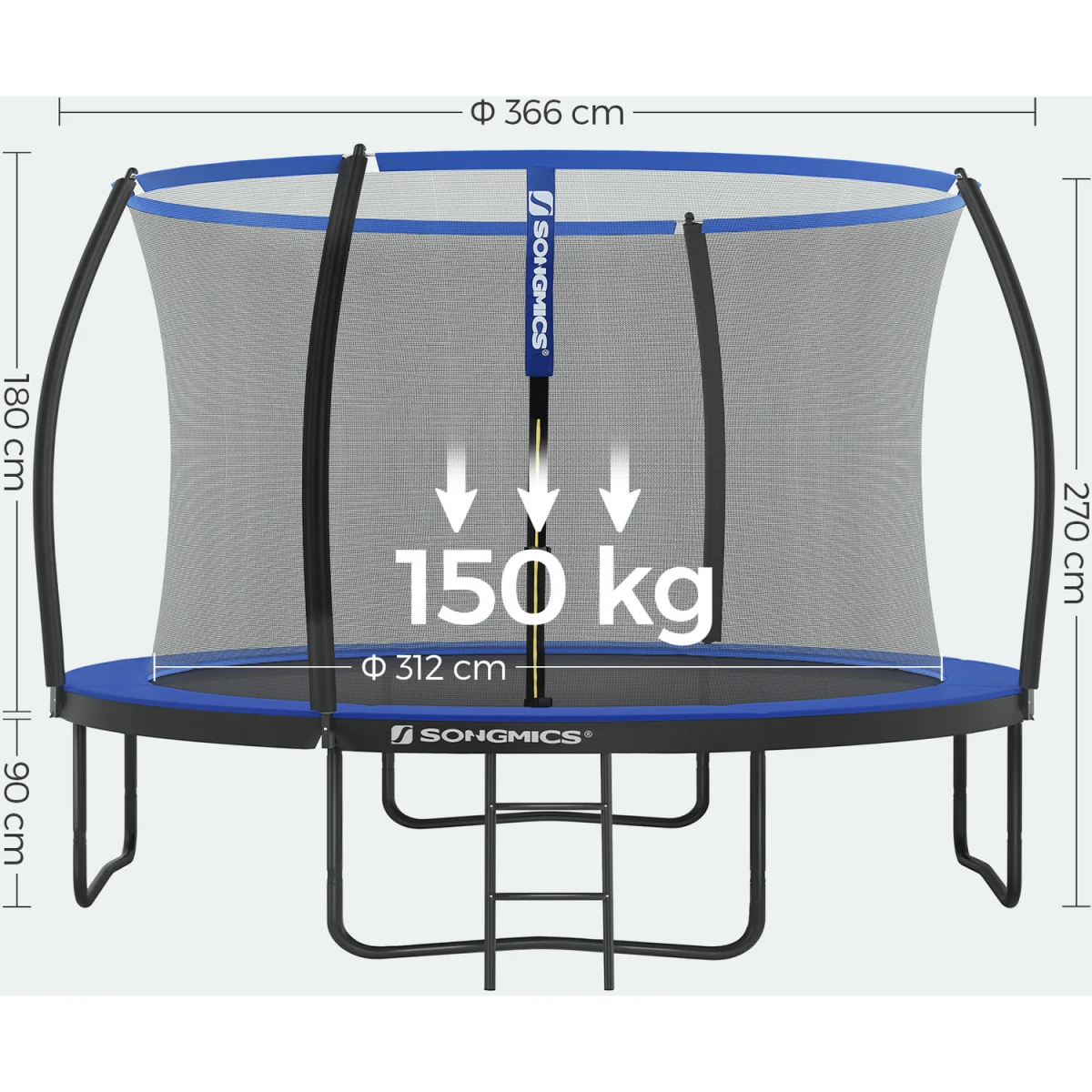 trampoline for Children, Safety Net, Safety Cushions, Ladder -  Black, Dark Green – image 7