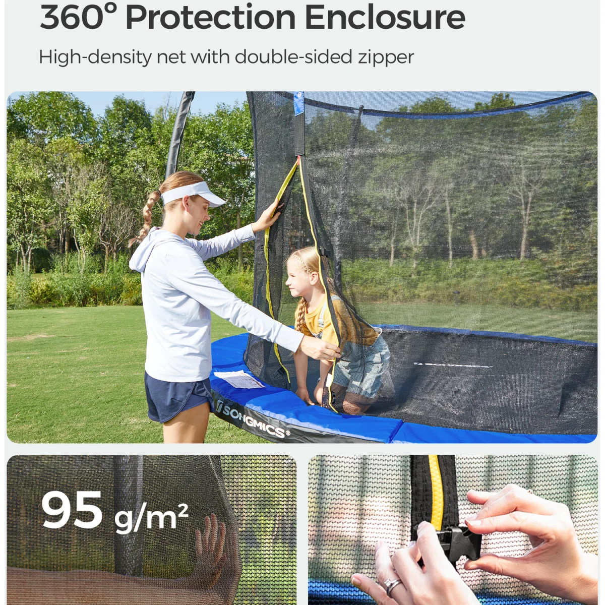 trampoline for Children, Safety Net, Safety Cushions, Ladder -  Black, Dark Green – image 8