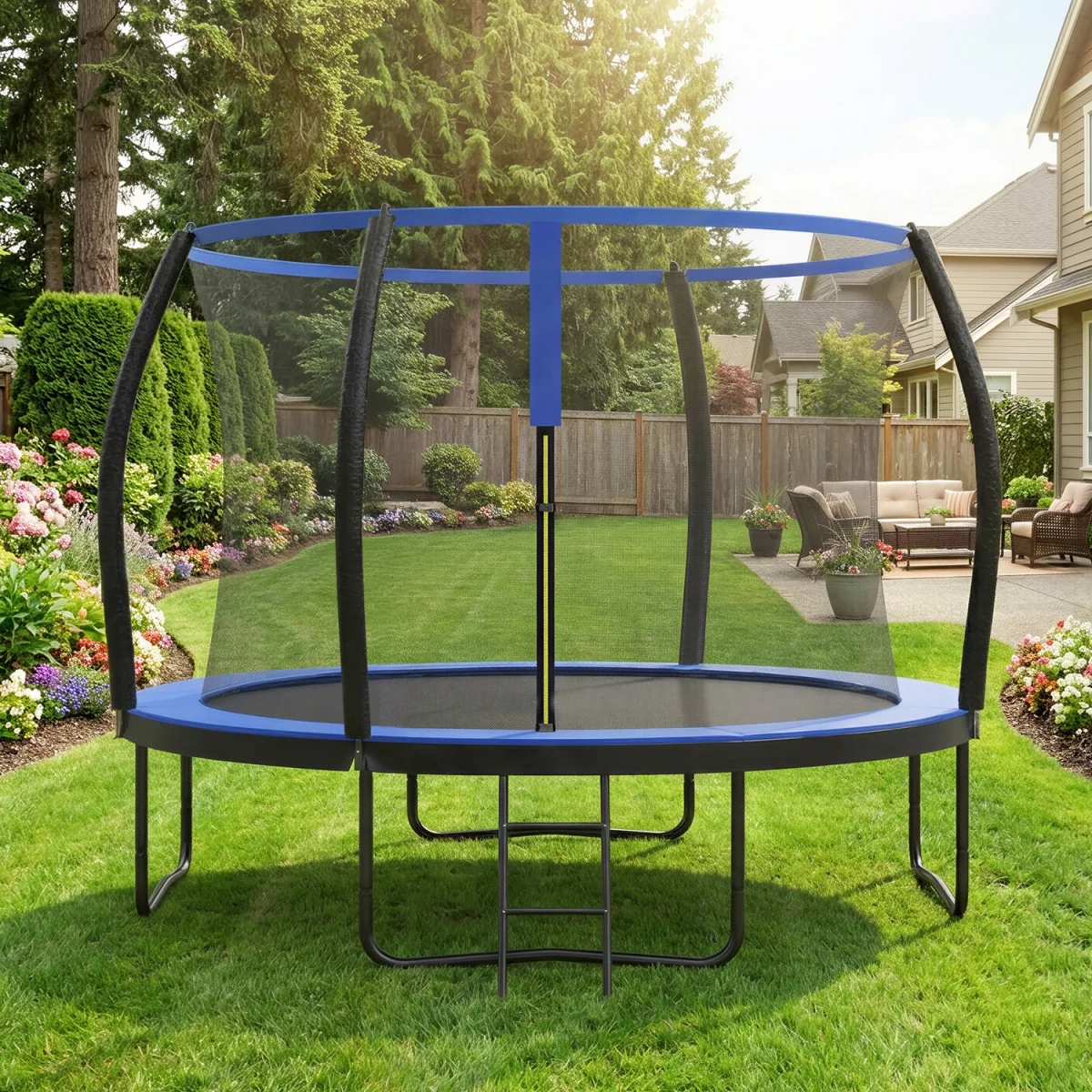 trampoline for Children, Safety Net, Safety Cushions, Ladder -  Black, Dark Green – image 10