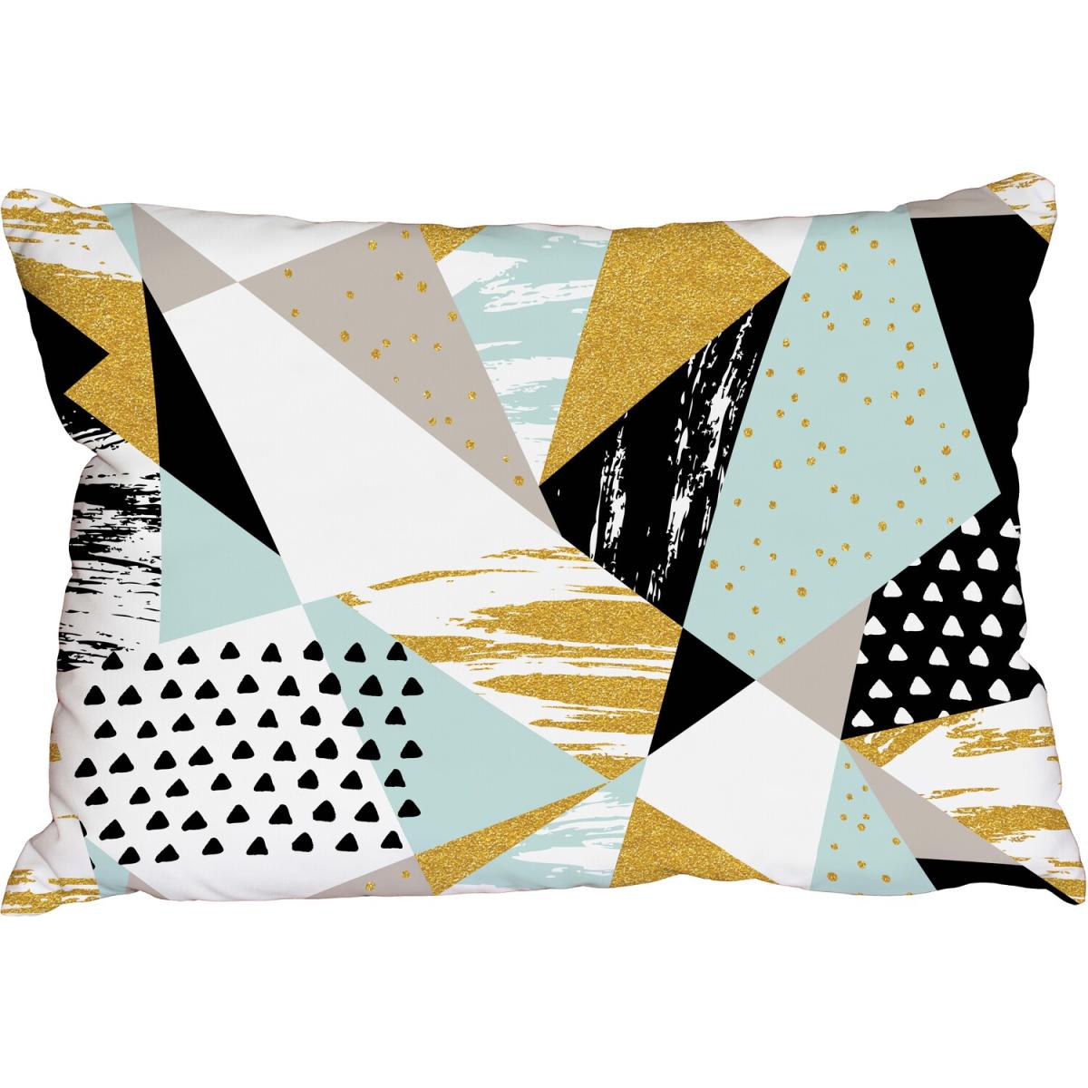 Gold Blue and Black Shapes Outdoor Cushion - Blue – image 2