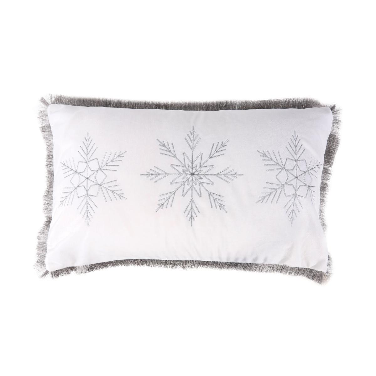Snowflakes Fringed Edge Cushion - Silver – image 2