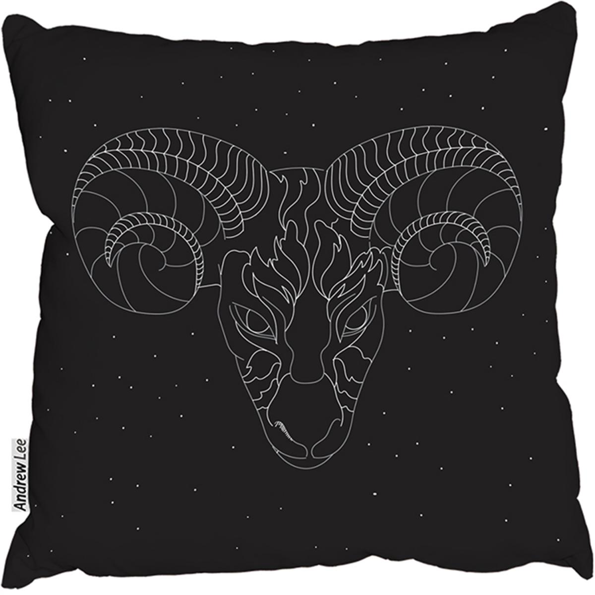 Aries Zodiac Sign Outdoor Comfy Cushion - Black / 60cm – image 2