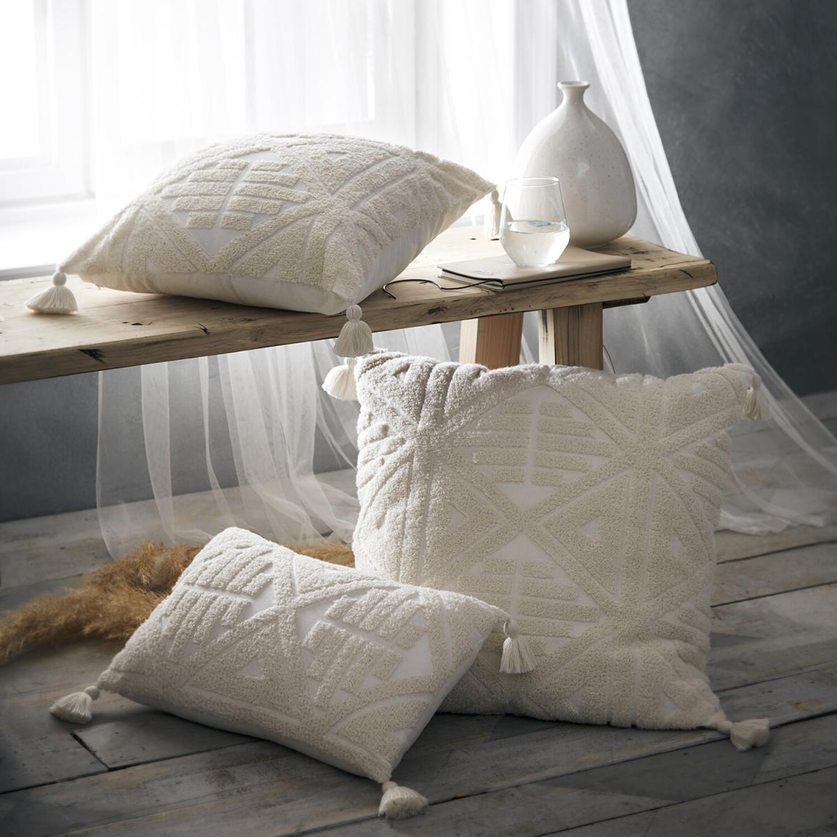 Portfolio Home Amara Filled Tassel Cushion - Cream / 56cm – image 2